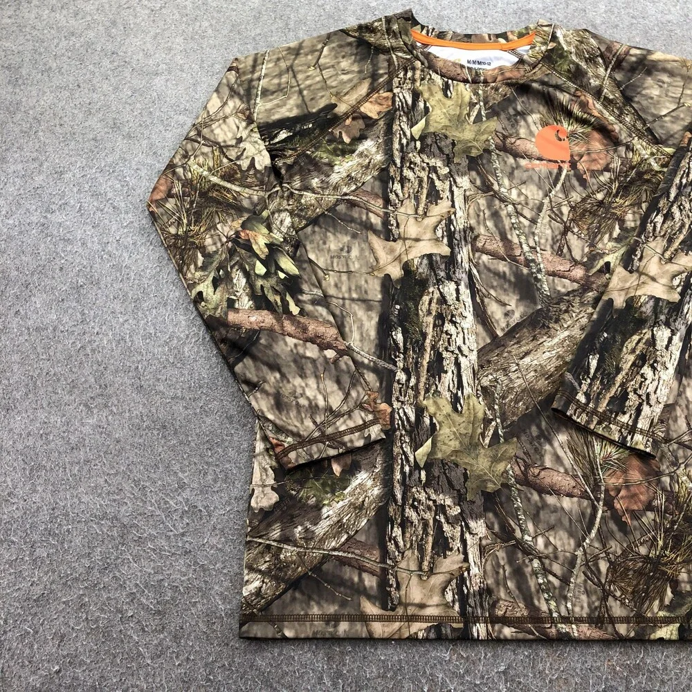 Carhartt Shirt Kids 10-12 Brown Camo Long Sleeve Hunting Base Layer Outdoor Top
